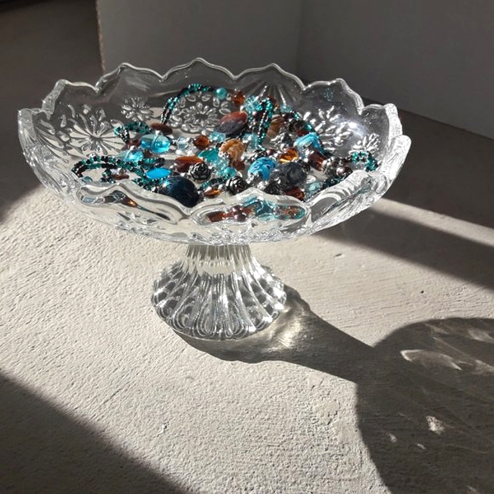 Glass Pedestal Mikasa Crystal Footed Cake Plate